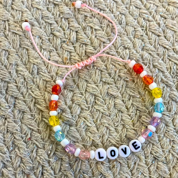 Super Cute Boho Surf iridescent multicolor Love Friendship Bracelet light pink - Picture 2 of 4